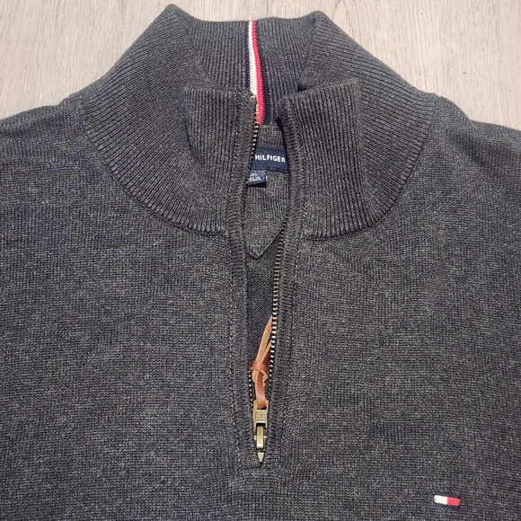 Tommy Hilfiger Men's Charcoal Half-Zip Sweater - Picture 6 of 8